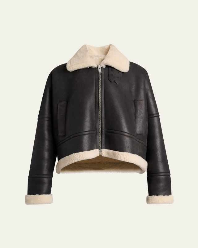 Alya Lamb Shearling Oversized Aviator Jacket
